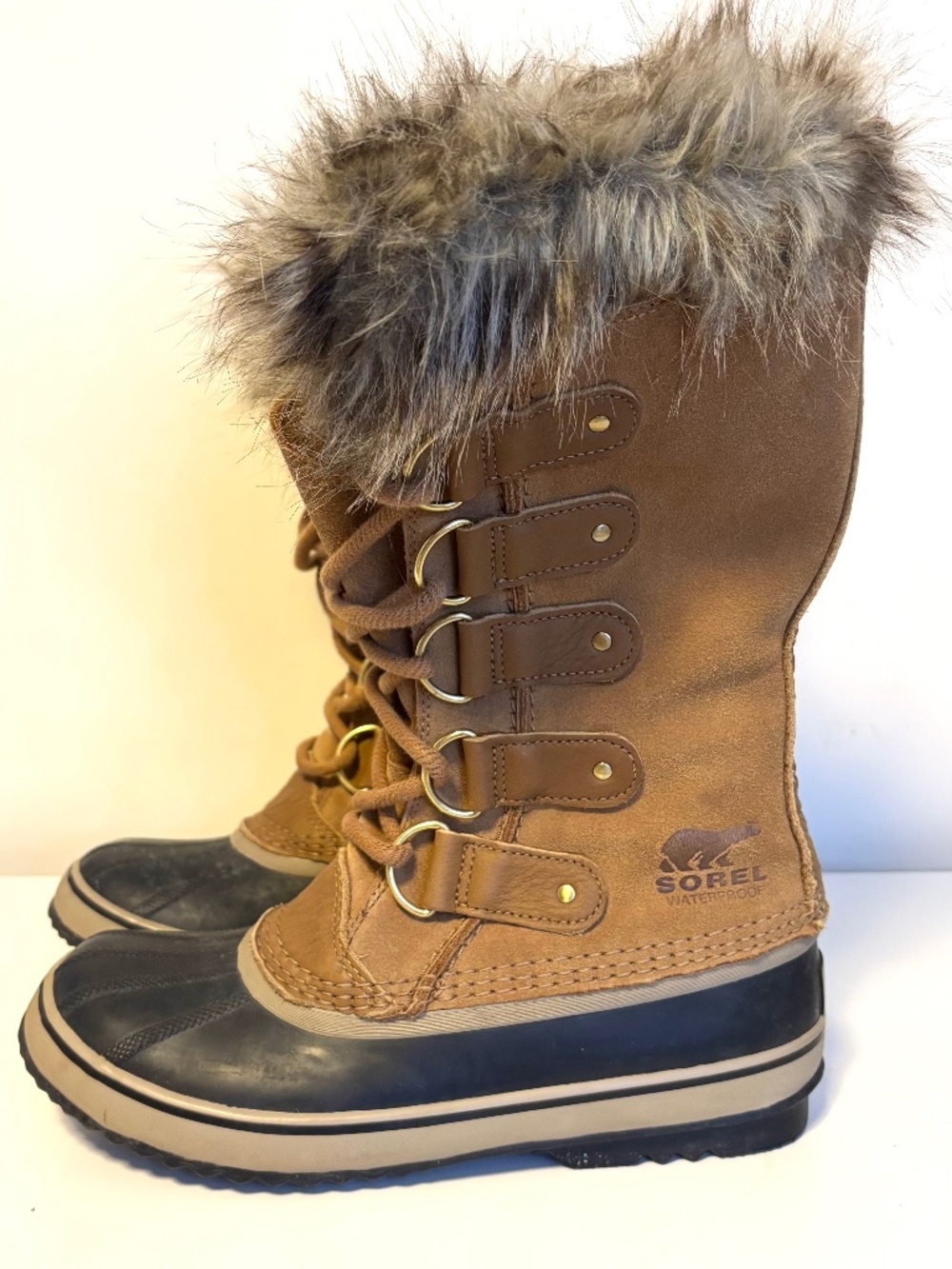Sorel Joan of Arctic Waterproof Winter Boots Suede Faux Fur Womens Shoe Size 8.5